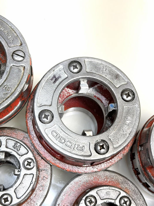 RIDGID 12-R Pipe Threader 6-Pc. Die Set 1/2” - 2" with Ratchet + Handle Nice BG1