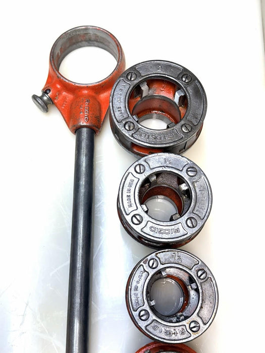 RIDGID 12-R Pipe Threader 6-Pc. Die Set 1/2” - 2" with Ratchet + Handle Nice BG3