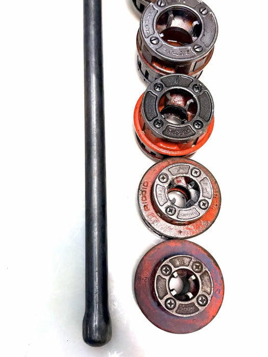 RIDGID 12-R Pipe Threader 6-Pc. Die Set 1/2” - 2" with Ratchet + Handle Nice BG3