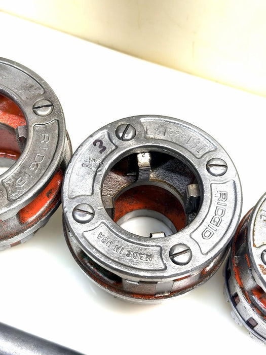 RIDGID 12-R Pipe Threader 6-Pc. Die Set 1/2” - 2" with Ratchet + Handle Nice BG3