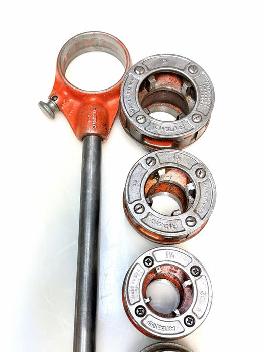 RIDGID 12-R Pipe Threader 6-Pc. Die Set 1/2” - 2" with Ratchet + Handle Nice BG4