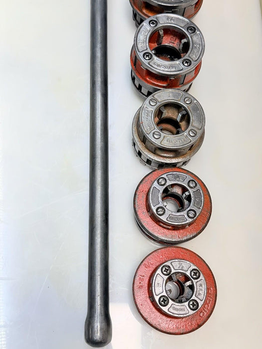 RIDGID 12-R Pipe Threader 6-Pc. Die Set 1/2” - 2" with Ratchet + Handle Nice BG4