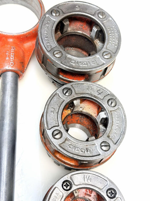 RIDGID 12-R Pipe Threader 6-Pc. Die Set 1/2” - 2" with Ratchet + Handle Nice BG4