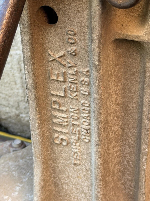 2 SIMPLEX A1029 ALUMINUM REEL JACKS + WOODEN BASE 20 TON CAPACITY 11.63 STROKE