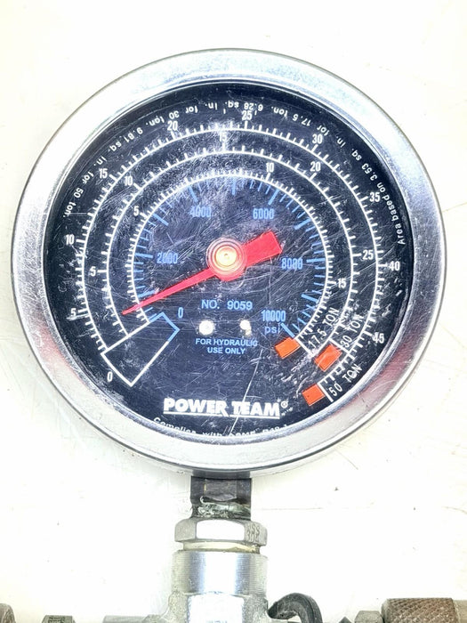 Power Team Hydraulic Gauge 9059 4” 10,000 PSI SPX & Hydraulic Manifold Fitting