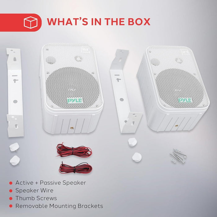 2 Way Speaker System Pair - 500W Peak Power 16.51Cm Passive Weatherproof Wall /