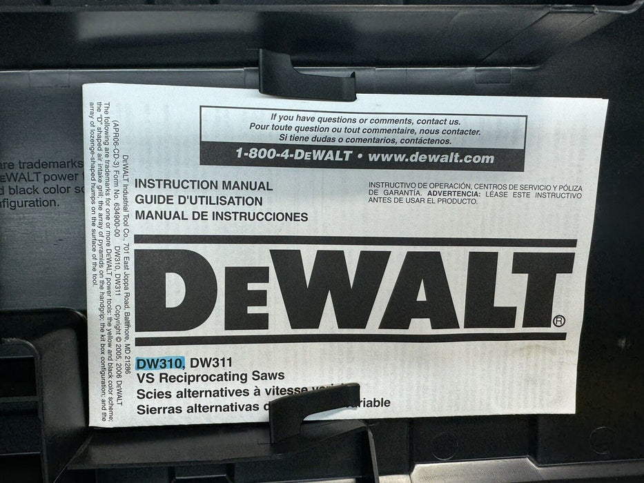 DEWALT RECIPROCATING SAW  12AMP DW310