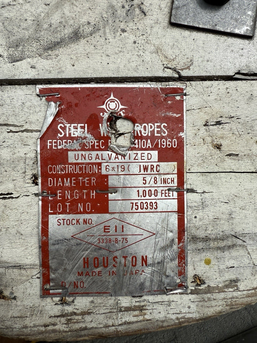 5/8" UnGalvanized Wire Rope Steel Cable IWRC 6x19 (1000Feet)