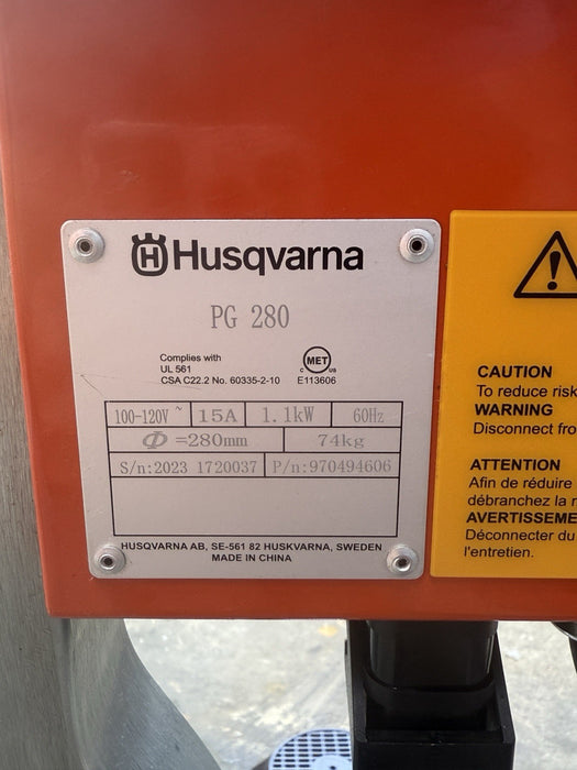 HUSQVARNA PG280 Concrete Grinder Walk-Behind Single-Disc 120V 2023 0.2HRS DEMO
