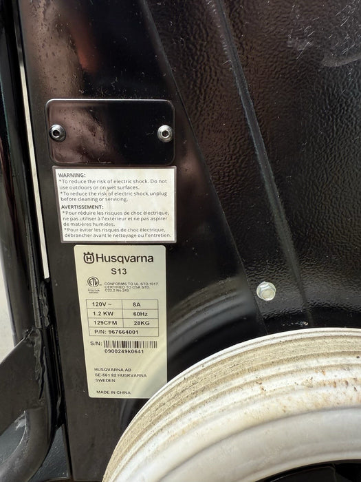 Husqvarna/ Ermator S13 Single Phase HEPA Dust Extractor Vacuum 120V - 967664001