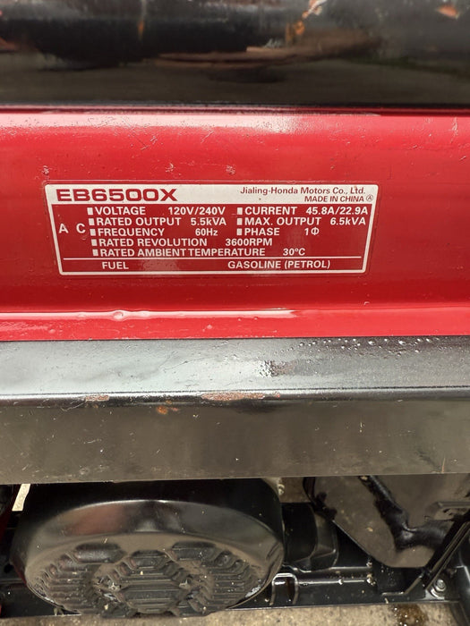 Honda EB6500X 6,500 Watt 120/240V Gas Industrial Portable Gas Generator