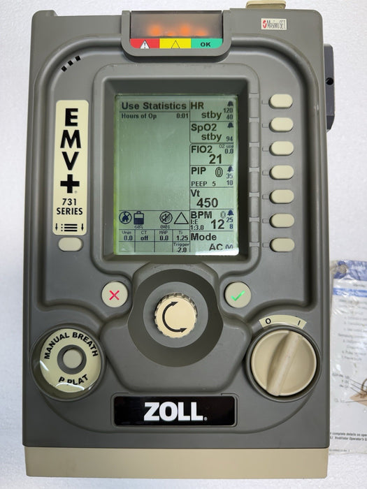 2019 Zoll Impact 731 EMV+ PATIENT MONITOR  Uni-Vent Ventilator NEW BATT .01 HR
