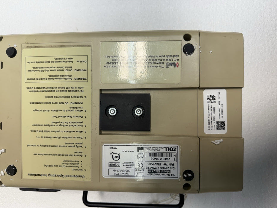 2019 Zoll Impact 731 EMV+ PATIENT MONITOR  Uni-Vent Ventilator NEW BATT .01 HR