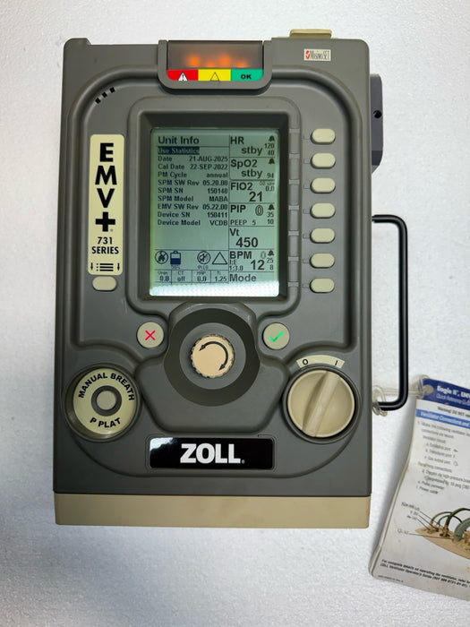 2019 Zoll Impact 731 EMV+ PATIENT MONITOR  Uni-Vent Ventilator NEW BATT .02 HR