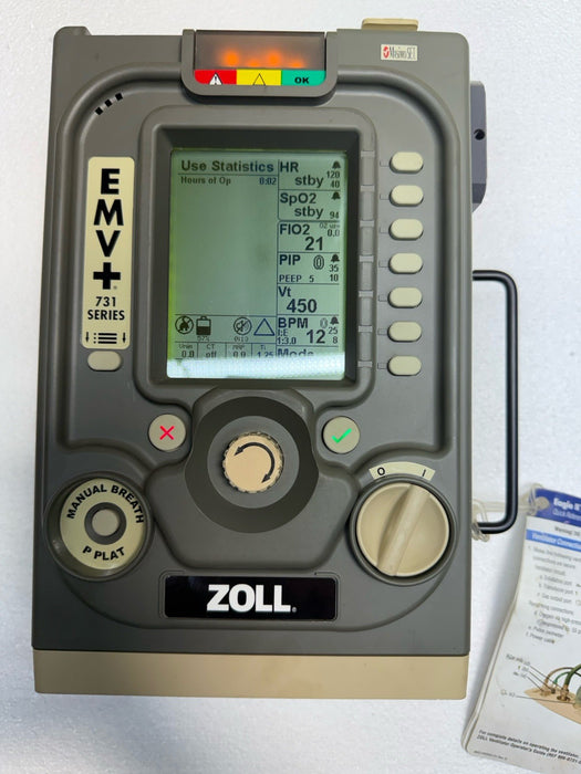 2019 Zoll Impact 731 EMV+ PATIENT MONITOR  Uni-Vent Ventilator NEW BATT .02 HR