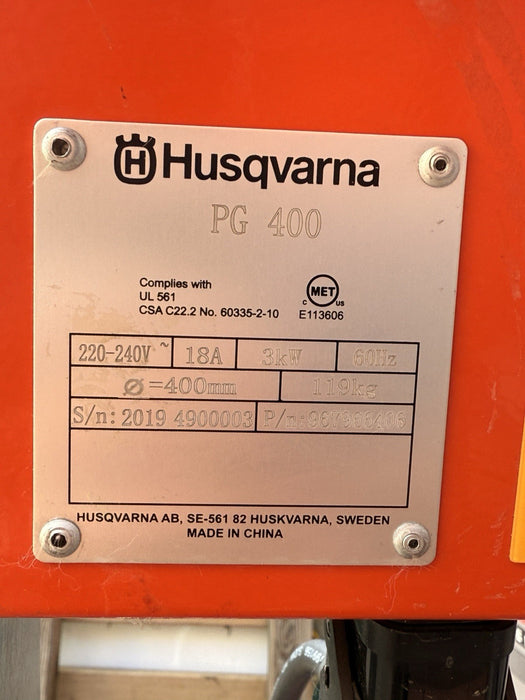 Husqvarna PG 400 Concrete Floor Grinder 29 HRS 240v 15Amp 4Hp 16Inch MINT SHAPE