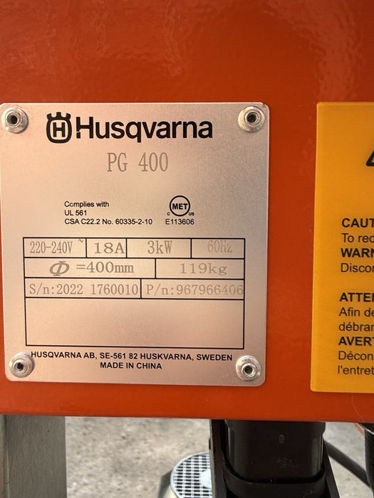 Husqvarna PG 400 Concrete Floor Grinder 0.01HRS 240v 16Inch MINT SHAPE  DEMO