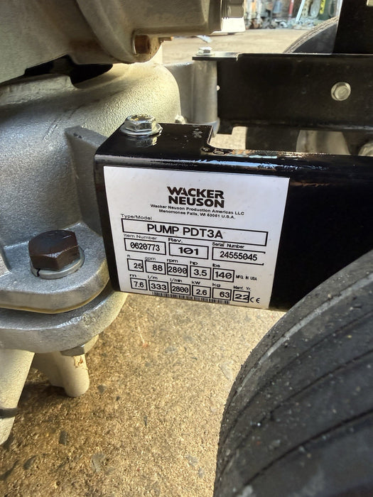 Wacker Neuson PDT3 Diaphragm Pump Commercial Grade Demo Condition