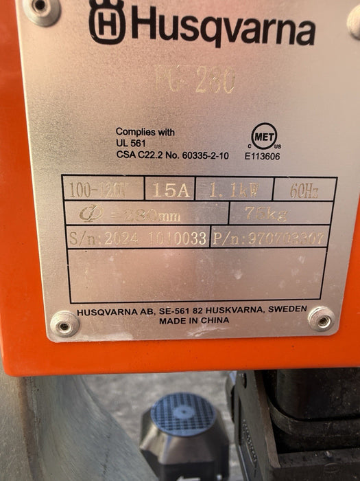 HUSQVARNA PG280 Concrete Grinder Walk-Behind Single-Disc 120V 2024 0.2HRS DEMO