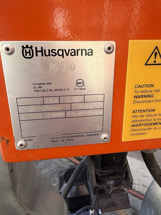 HUSQVARNA PG280 Concrete Grinder Walk-Behind Single-Disc 120V 2021 10.84HRS DEMO