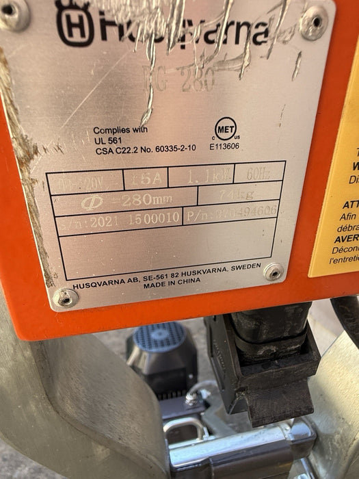 HUSQVARNA PG280 Concrete Grinder Walk-Behind Single-Disc 120V 2021 88HRS DEMO