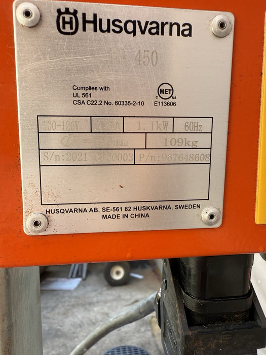 Husqvarna PG450 Concrete Floor Grinder PG 450 2021 66.67HRS DEMO MINT