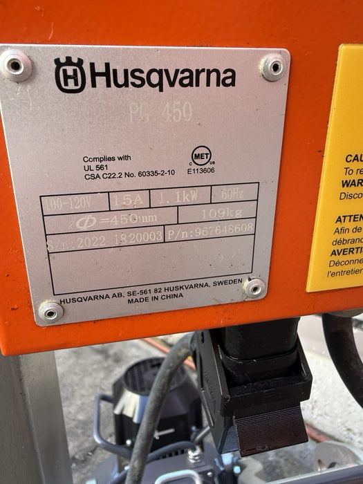 Husqvarna PG450 Concrete Floor Grinder PG 450 2022 29HRS DEMO MINT