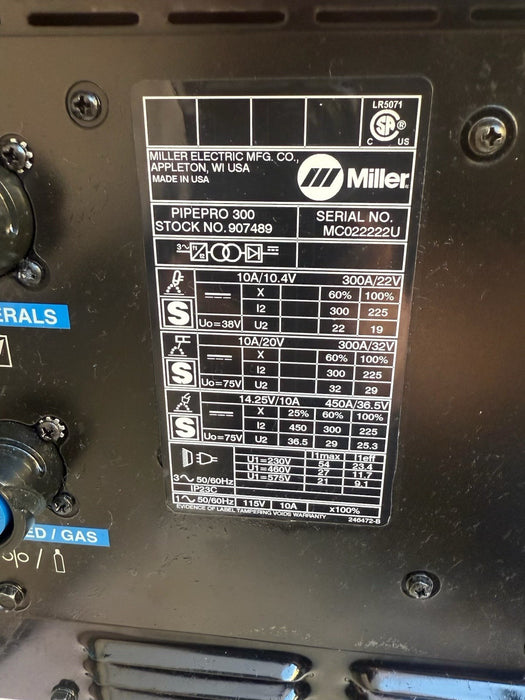 Miller Pipepro 300 FieldPro Welder 230/460/575 Volts 1/3 Phase (907489)  et7