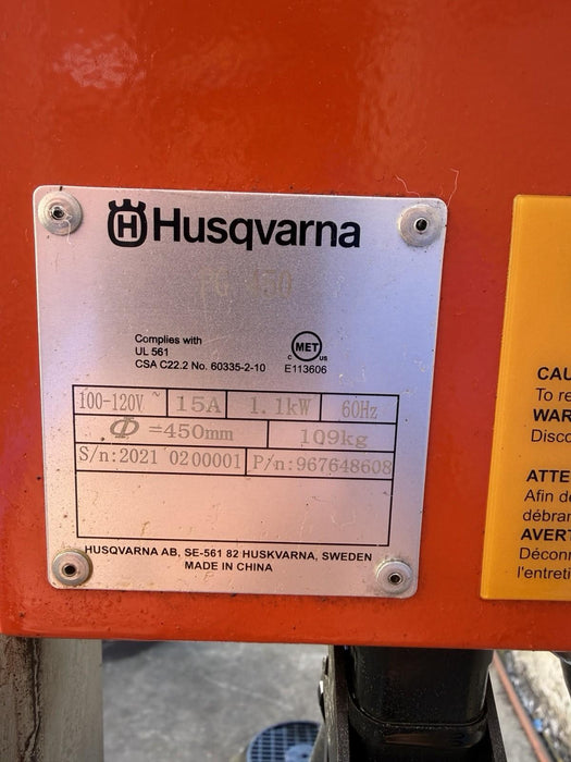 Husqvarna PG450 Concrete Floor Grinder 2021 103HRS DUST GUARD AND DISCS INCLUDED