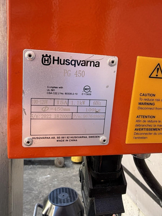 Husqvarna PG450 Concrete Floor Grinder 2022 154HRS DUST GUARD AND DISCS INCLUDED