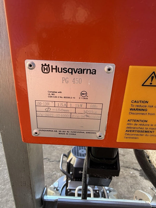 Husqvarna PG450 Concrete Floor Grinder 2022 87HRS DUST GUARD AND DISCS INCLUDED