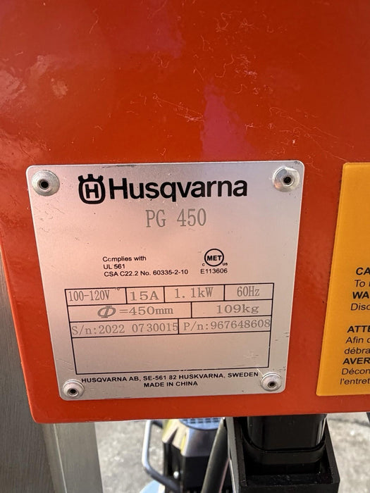 Husqvarna PG450 Concrete Floor Grinder 2022 171HRS DUST GUARD AND DISCS INCLUDED