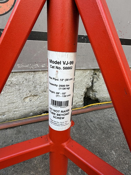 Ridgid 56662 VJ-99 28"-52" V-Head High Jack Pipe Stand 12" Pipe Cap 2500-lbs
