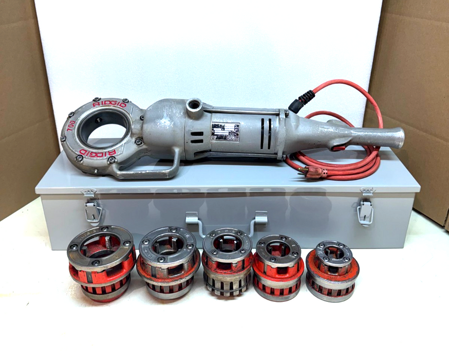 RIDGID 700 Pipe Threader w/ 12-R Die Set & "BRAND NEW" Metal Case (100% TESTED)