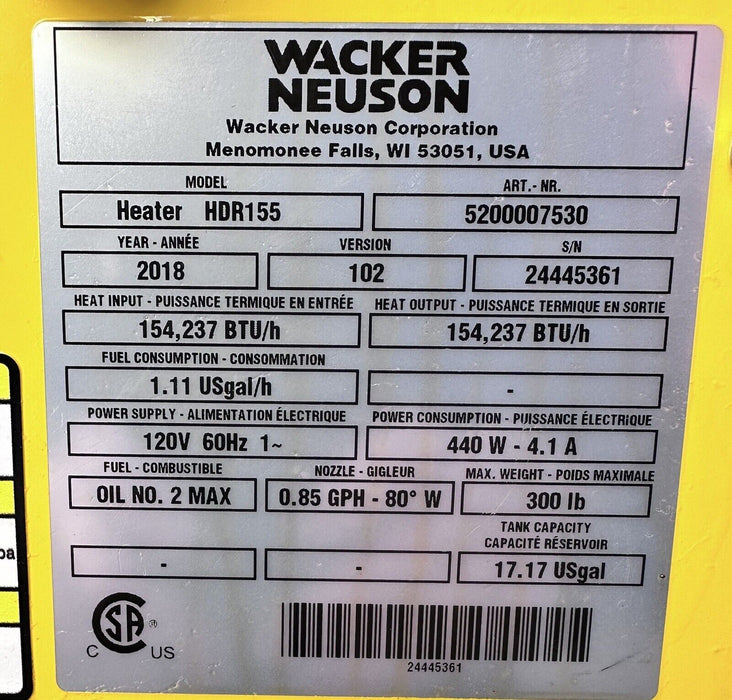 Wacker Neuson Direct Fired Heater HDR 155   155,000BTU.  Works Great #1