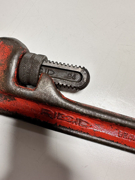 RIDGID 24" HEAVY DUTY STEEL STRAIGHT PIPE WRENCH 1/2" TO 3" USED FREE SHIPPING