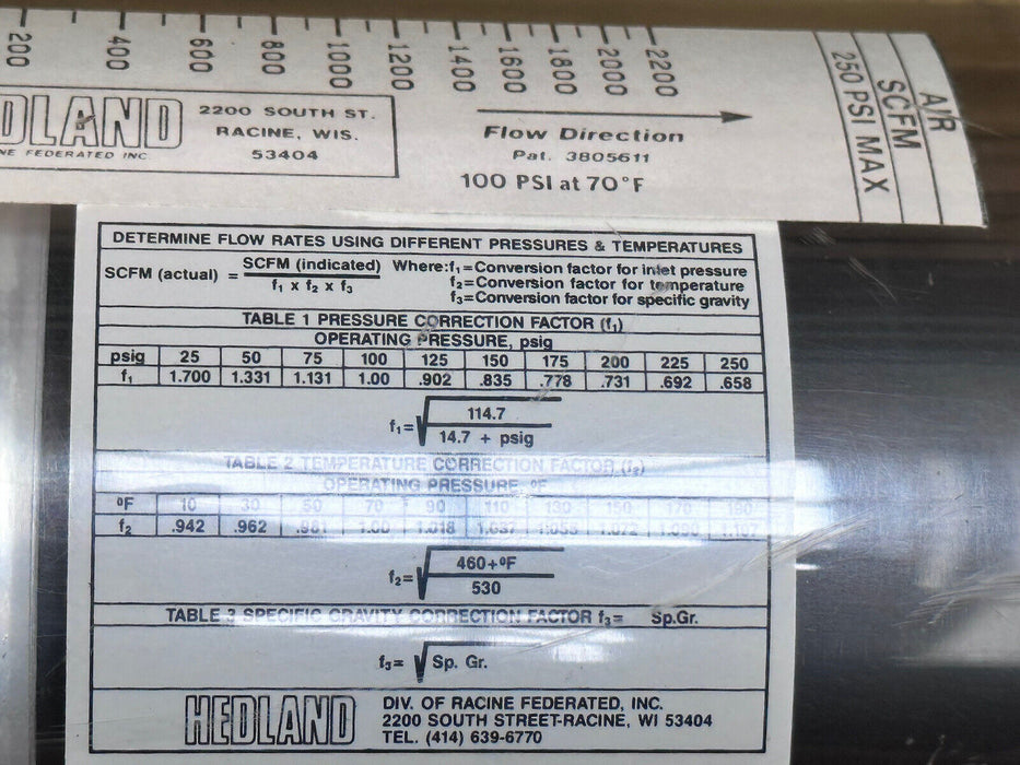 Large Hedland flow meter 250 Psi