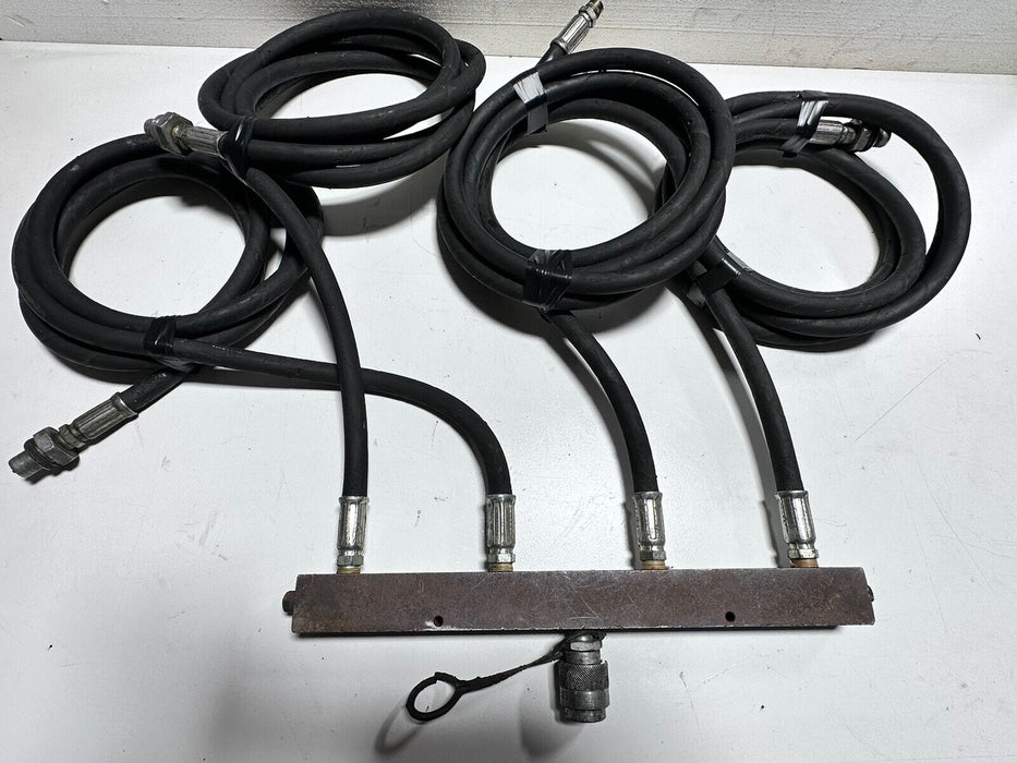 HYDRAULIC MANIFOLD, 4 NEEDLE VALVES, 3/8" WITH HOSES