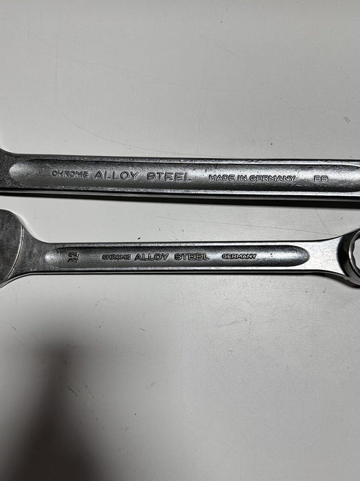 2 STAHLWILLE OPEN BOX 13 GERMANY 46 MM & 32 MM METRIC COMBINATION SPANNER WRENCH