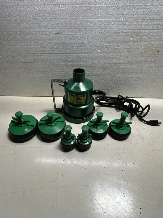 Set of 6 Greenlee PVC Plugs - 2 1/2", 4", 5” & Greenlee 590 Fish Tape Blower