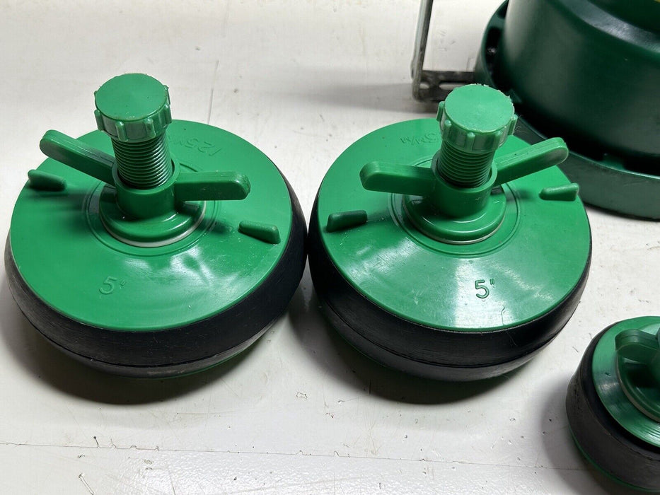 Set of 6 Greenlee PVC Plugs - 2 1/2", 4", 5” & Greenlee 590 Fish Tape Blower