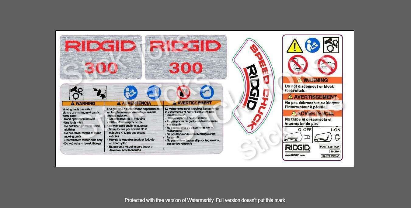 Ridgid 300 Decal Kit Replica